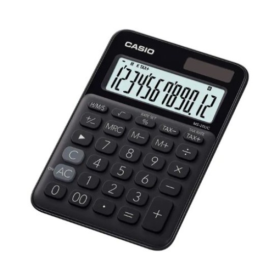 Calculadora Básica CASIO MS-20UC-BK-S-EC - 12 Dígitos - Negro - MS-20UC-BK-S-EC