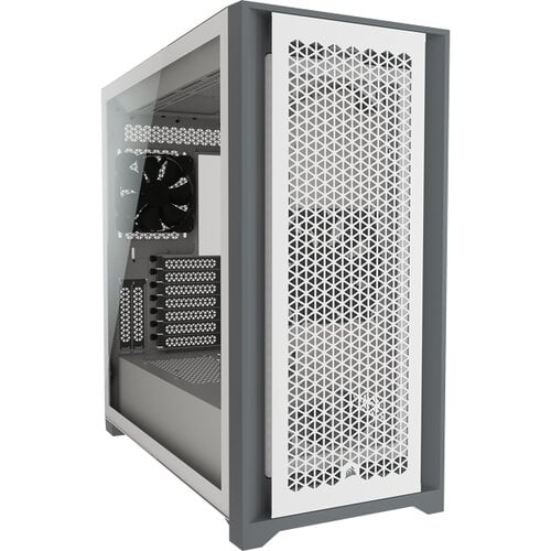 Gabinete Gamer Corsair 5000D AIRFLOW - Media Torre Blanco - Panel Lateral de Vidrio - 2 Ventiladores - CC-9011211-WW