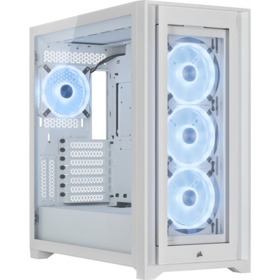 Gabinete Gamer Corsair iCUE 5000X RGB QL Edition - Media Torre - ATX - Panel Lateral - Blanco - CC-9011233-WW