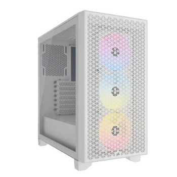 Gabinete Gamer Corsair 3000D RGB AIRFLOW - Media Torre - ATX - 3 Ventiladores - Panel Lateral - Blanco - CC-9011256-WW