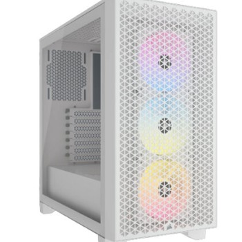 Gabinete Gamer Corsair 3000D RGB AIRFLOW - Media Torre ATX con 3 Ventiladores - Blanco