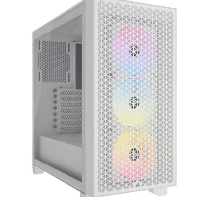 Gabinete Gamer Corsair 3000D RGB AIRFLOW - Media Torre - ATX - 3 Ventiladores - Panel Lateral - Blanco - CC-9011256-WW