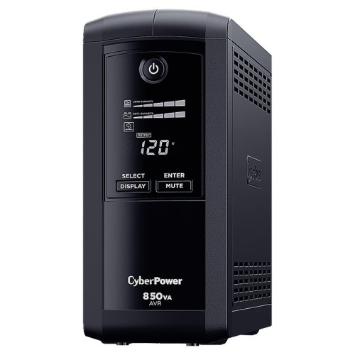 UPS CyberPower 850VA/510W con 9 Contactos y Pantalla LCD - Modelo CP850AVRLCDA