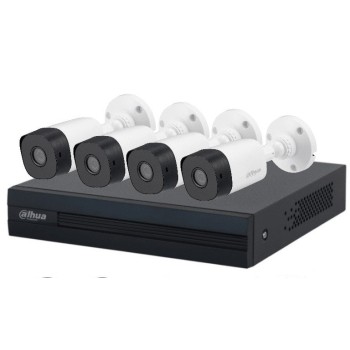 Kit de Vigilancia Dahua - DVR XVR1B04-I - 4 Canales - 4 Cámaras B1A11 - 1MP - Bala - IR 20M - DH-KIT/XVR1B04-I/4-B1A11N-0280B