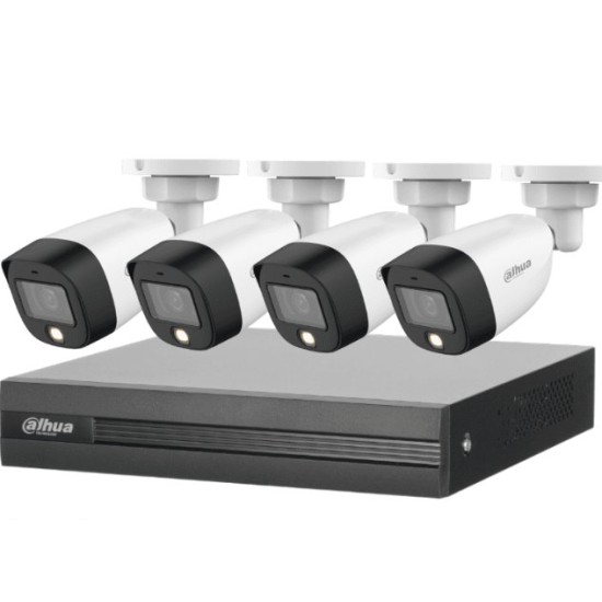 Kit de vigilancia Dahua FULLCOLORKIT-A - 4 Canales - 4 Cámaras - Bala - 2MP - DH-KIT/XVR1B04-I/4-HFW1239CN-A-L