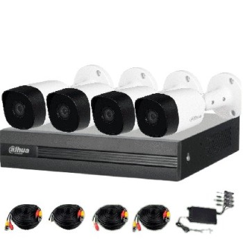 Kit de Vigilancia Dahua 4 Canales con 4 Cámaras Bala 5MP IR 20M Modelo DH-KIT/XVR1B04H-I/4-B2A51N-0280B