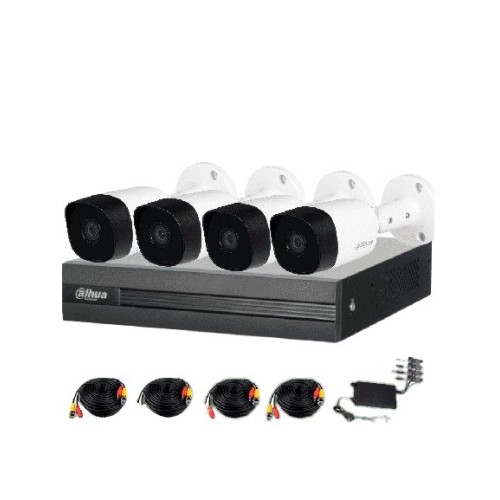 Kit de Vigilancia Dahua 4 Canales con 4 Cámaras Bala 5MP IR 20M Modelo DH-KIT/XVR1B04H-I/4-B2A51N-0280B