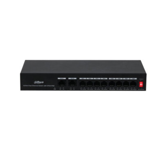 Switch Dahua PFS3010-8ET-65 - 10 Puertos - Fast Ethernet - DH-PFS3010-8ET-65
