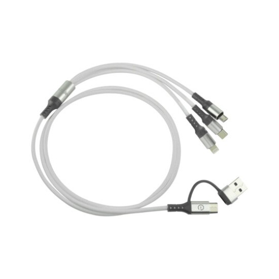 Cable de Carga Easy Line EL-994329 - Micro-USB/Lightning/USB C - 3A - 1.2Mts - Plata - EL-994329