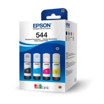 Kit de Tinta Epson T544 - 4 Botellas Originales 65ml - Negro, Cian, Magenta, Amarillo - Modelo T544520-4P