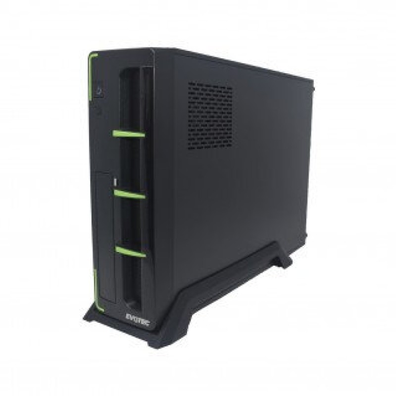 Gabinete Evotec Aruba Slim - M-ATX - Fuente 600W - Negro/Verde - EV-1010