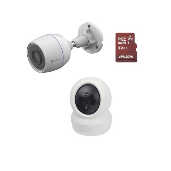 Kit de Vigilancia EZVIZ C6N-CSH3C/KM1 - 1 Cámara C6N - 1 Cámara CS-H3C - 1 MicroSD 32GB HS-TF-E1/32G - C6N-CSH3C/KM1