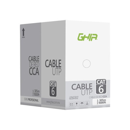 Bobina GHIA - Cat6 - 305M - 23 AWG - Blanco - GCB-052