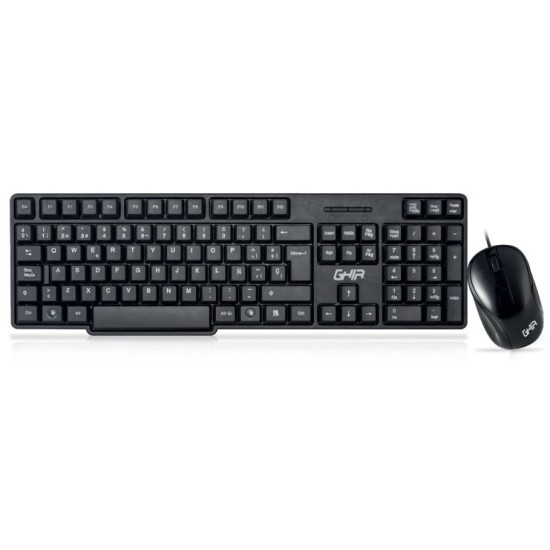 Kit de Teclado y Mouse GHIA GTA100 - Alámbrico - USB - Multimedia - Español - Negro - GTA100