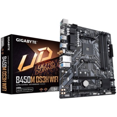 Tarjeta Madre Gigabyte B450M DS3H WIFI - Socket AM4 - 4xDDR4 - 2133/2933/3600(O.C.) MHz - HDMI - USB 2.0/3.1 - Micro ATX - B450M DS3H WIFI