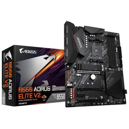 Tarjeta Madre ASUS B550 AORUS ELITE V2 - Socket AM4 - 4xDDR4 - 2133/4400(O.C.) MHz - HDMI - DisplayPort - M.2 - USB 2.0/3.2 - ATX - B550 AORUS ELITE V2