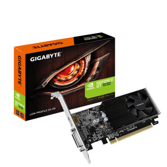 Tarjeta de Video Gigabyte NVIDIA GeForce GT 1030 Low Profile D4 2G - 2GB - 64-bit - PCI-E 3.0 - DDR4 - HDMI - DVI-D - GV-N1030D4-2GL