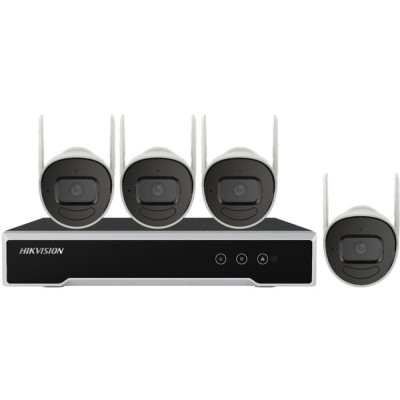 Kit de vigilancia HIKVISION - 4 Canales - 1TB - 2 Antenas Wi-Fi - 4 Cámaras - 2MP - Bala - Exterior - NK42W0H-1T(WD)(D)
