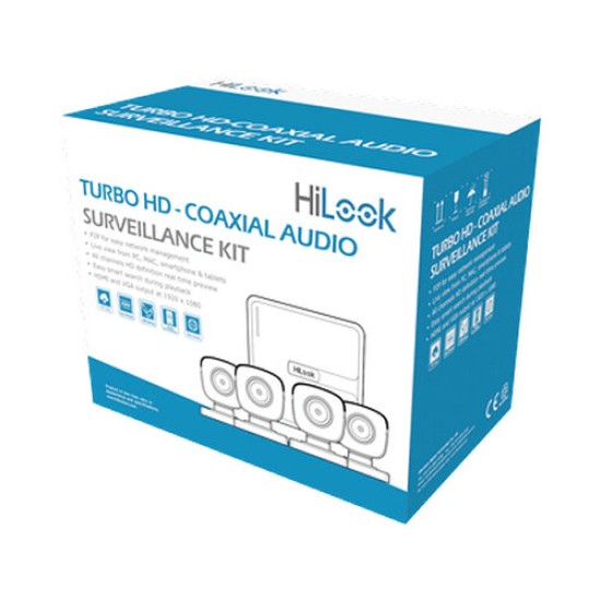Kit de Vigilancia HiLook - DVR DVR-104G-F1(S) - 4 Canales - 1 IP - 4 Cámaras THC-B120-PS - 2MP - Bala - HL1080PS