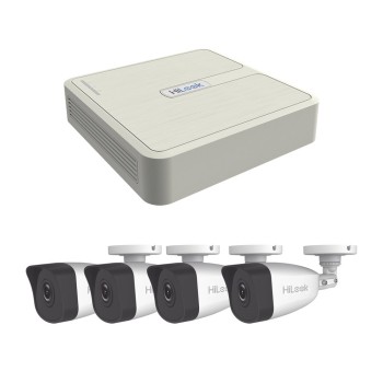 Kit de Seguridad HiLook 4 Canales con NVR y 4 Cámaras Bala 4MP Modelo KIP4MP/4B