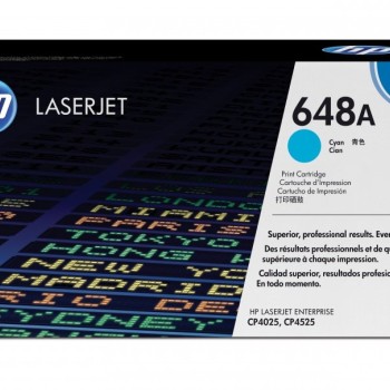 Cartucho de Tóner HP 648A Cian Original para LaserJet Enterprise - Modelo CE261A