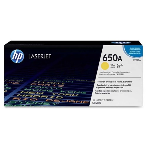 Cartucho de Tóner HP 650A Amarillo Original para LaserJet - Modelo CE272A