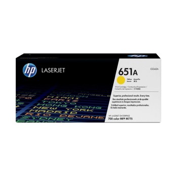 Cartucho de Tóner HP 651A Amarillo Original para LaserJet - Modelo CE342A