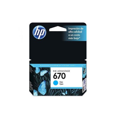 Cartucho de Tinta HP 670 - Cian - Original - (CZ114AL) - CZ114AL