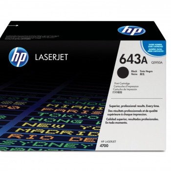 Cartucho de Tóner HP 643A Negro Original para LaserJet - Modelo Q5950A