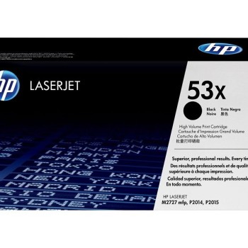 Cartucho de Tóner HP 53X Negro Original Alto Rendimiento para LaserJet - Modelo Q7553X