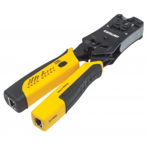 Pinza Crimpeadora Intellinet para RJ-11, RJ-12, RJ-45 - Modelo 780124 - Amarillo y Negro