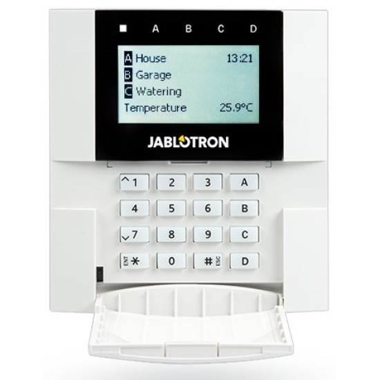Teclado Jablotron JA-110E - Bus - LCD - Teclas de Control - Lector RFID - 4 Botones de Función - JA-110E