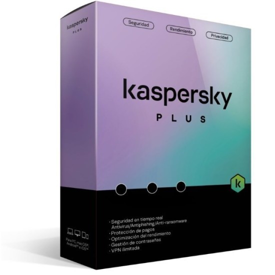 Antivirus Kaspersky Plus - 3 Dispositivos - 1 Año - Caja - KL1042Z5CFS-22
