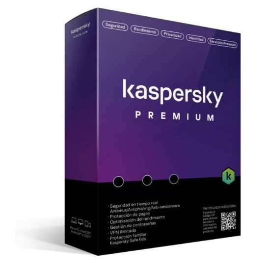 Antivirus Kaspersky Premium - 5 Dispositivos - 1 Año - Caja - KL1047Z5EFS-22