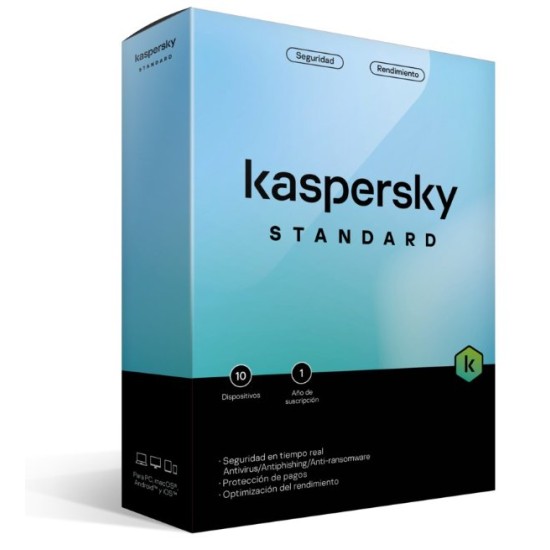 Antivirus Kaspersky Standard - 10 Dispositivos - 1 Año - Caja - TMKS-404