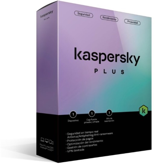 Antivirus Kaspersky Plus - 1 Dispositivo - 1 Año - Caja - TMKS-405