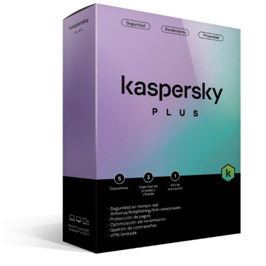 Antivirus Kaspersky Plus - 3 Dispositivos - 1 Año - Caja - TMKS-406