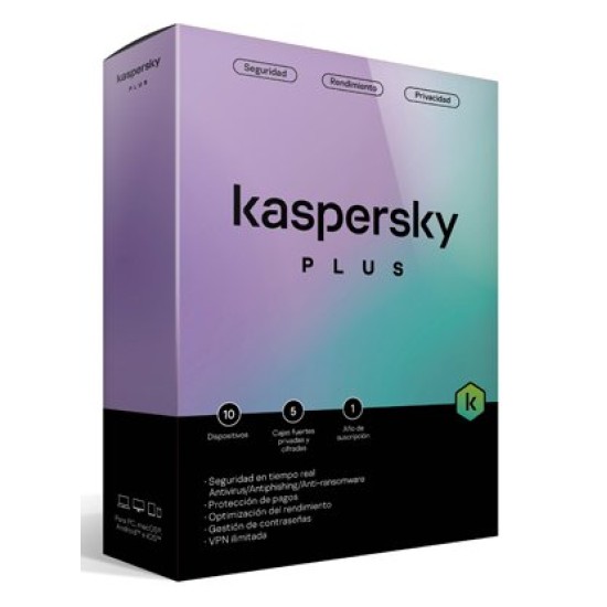 Antivirus Kaspersky Plus - 10 Dispositivos - 1 Año - Caja - TMKS-408