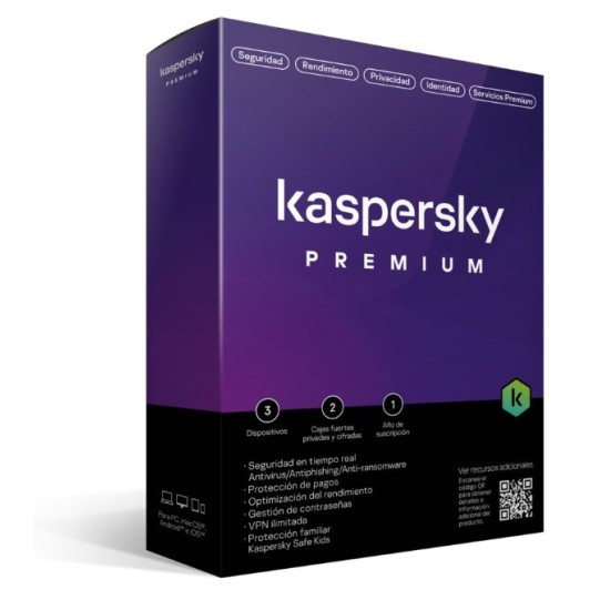 Antivirus Kaspersky Premium - 3 Dispositivos - 1 Año - Caja - TMKS-409