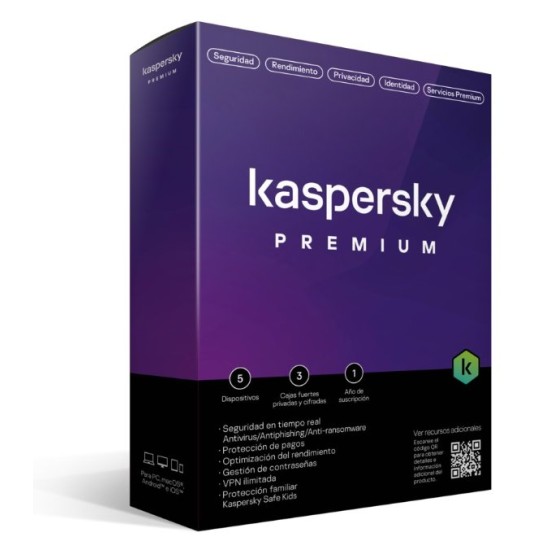 Antivirus Kaspersky Premium - 5 Dispositivos - 1 Año - Caja - TMKS-410