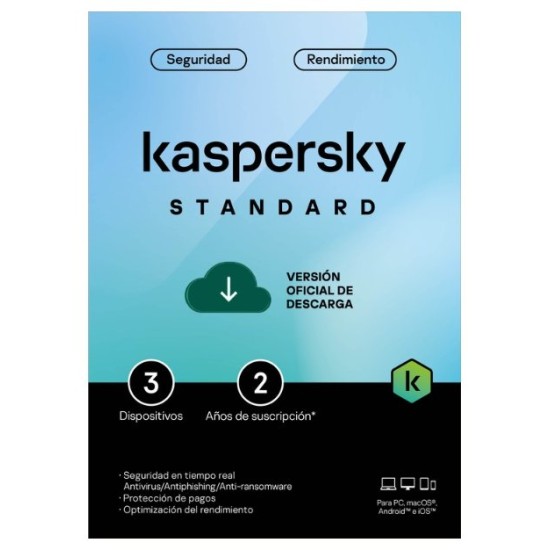 Antivirus Kaspersky Standard - 3 Dispositivos - 2 Años - TMKS-467