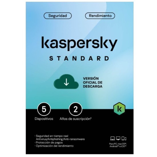 Antivirus Kaspersky Standard - 5 Dispositivos - 2 Años - TMKS-468