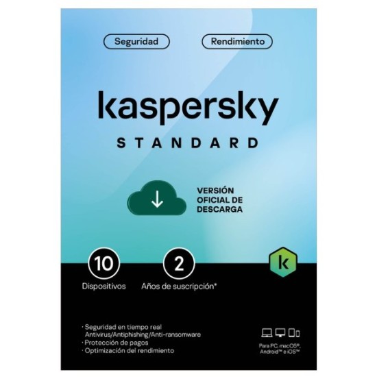 Antivirus Kaspersky Standard - 10 Dispositivos - 2 Años   - TMKS-469