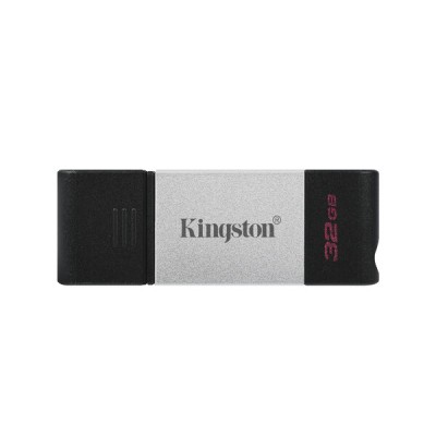 Memoria USB Kingston DataTraveler 80 - 32GB - USB-C 3.2 - Negro con Plata - DT80/32GB