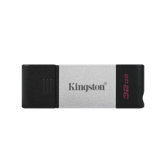 Memoria USB Kingston DataTraveler 80 - 32GB - USB-C 3.2 - Negro con Plata - DT80/32GB