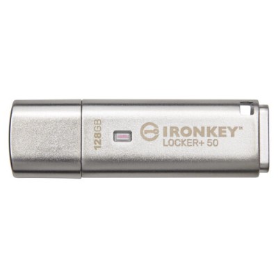 Memoria USB Kingston IronKey Locker+ 50 - 128GB - USB 3.2 - Plata - IKLP50/128GB