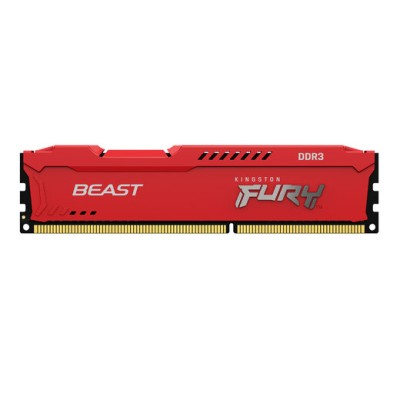 Memoria RAM Kingston FURY Beast - DDR3 - 4GB - 1600MHz - DIMM - Rojo - para PC - KF316C10BR/4