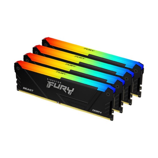 Memoria RAM Kingston FURY Beast RGB - DDR4 - 64GB (4x16GB) - 2666MHz - UDIMM - para PC - KF426C16BB12AK4/64