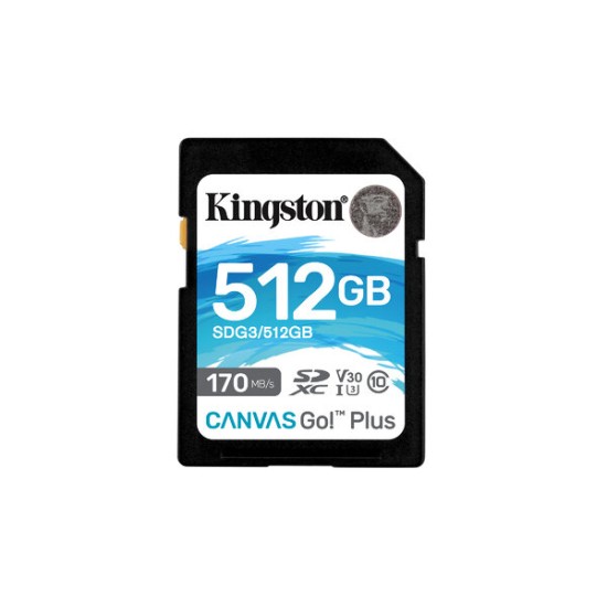 Memoria SDXC Kingston Technology Canvas Go! Plus - 512GB - Clase 10 - UHS-II - SDG3/512GB