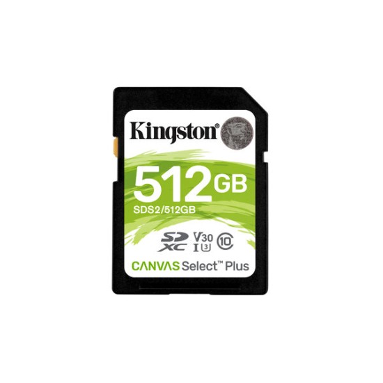 Memoria SDXC Kingston Canvas Select Plus - 512GB - Clase 10 - UHS-I - SDS2/512GB